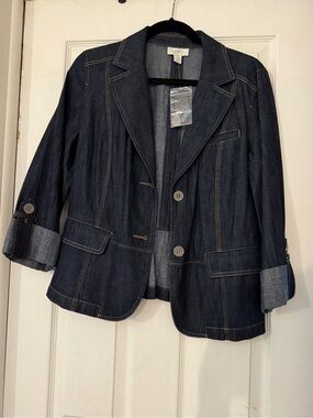LOFT Dark Indigo Denim Blazer Jacket